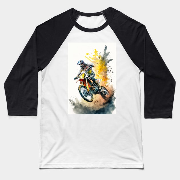 Dirt Bike Anime Style Baseball T-Shirt by KoolArtDistrict